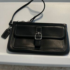 COACH Black Leather Wristlet